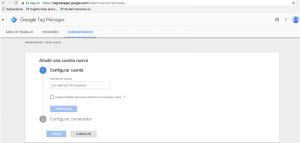 Crear cuenta google tag manager